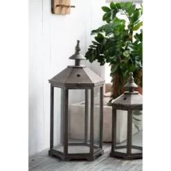 A&B Home 2pc Graca Polygon Temple Outdoor Garden Lanterns - Natural -Outdoor Decoration Store GUEST adf94f1a b70d 4cdf a535 97f25550f11a