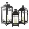 Northlight Set Of 3 Distressed Black Mission Style Candle Lanterns 19.5"