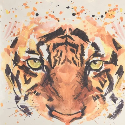 18"x18" Reversible Indoor/Outdoor Tiger And Chevron Print Square Throw Pillow - Mina Victory 3 18"x18" Reversible Indoor/Outdoor Tiger And Chevron Print Square Throw Pillow - Mina Victory