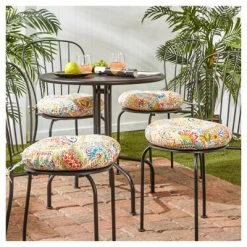 4pk 15" Jamboree Paisley Outdoor Bistro Chair Cushions - Kensington Garden