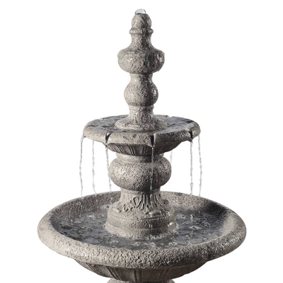 52.56" Icy Stone 2-Tiered Focal Point Outdoor Waterfall Fountain - Gray - Teamson Home 6 52.56" Icy Stone 2-Tiered Focal Point Outdoor Waterfall Fountain - Gray - Teamson Home - Image 4