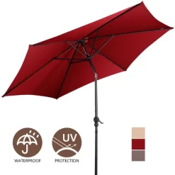 Costway 10FT Patio Umbrella 6 Ribs Market Steel Tilt W/ Crank Outdoor Garden Burgundy -Outdoor Decoration Store GUEST b0a4653d 4ecf 4e4f a392 0cba8b5bbe33