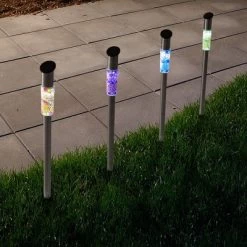 Nature Spring Solar Outdoor Battery-Powered LED Mosaic Path Lights - Assorted Colors, Four Pack -Outdoor Decoration Store GUEST b1c1226a fda7 4ea9 ae52 98fe44f61b26