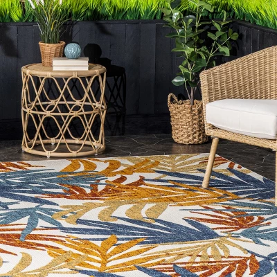 NuLOOM Flor Multi Tropical Leaves Indoor/Outdoor Patio Area Rug 10 NuLOOM Flor Multi Tropical Leaves Indoor/Outdoor Patio Area Rug - Image 8