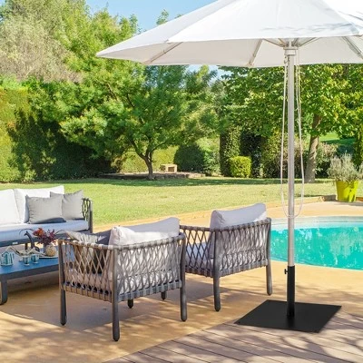 Costway 40 LBS Square Umbrella Base Stand Weighted Patio Market Umbrellas Black 6 Costway 40 LBS Square Umbrella Base Stand Weighted Patio Market Umbrellas Black - Image 4