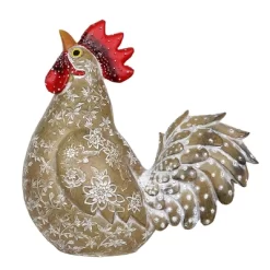9.84" Resin Rooster Garden Statue White/Gold/Red - Exhart -Outdoor Decoration Store GUEST b34c9785 a351 4d1c b737 dbb529cb0ee3