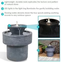 Sunnydaze Decor Sunnydaze 20"H Electric Resin 2-Tier Round Bird Bath Outdoor Water Fountain With LED Lights -Outdoor Decoration Store GUEST b45d8bc3 113a 473b 9533 60f0cb182b03