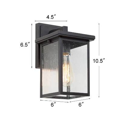 10.5" Metal/Seeded Glass Square Outdoor Wall Light Matte Black - LNC 9 10.5" Metal/Seeded Glass Square Outdoor Wall Light Matte Black - LNC - Image 7