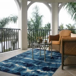 Shibori Waves Outdoor Rug Navy - Threshold™