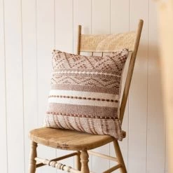 18x18" Hand Woven Rust Geo Stripe Outdoor Pillow Polyester With Polyester Fill By Foreside Home & Garden