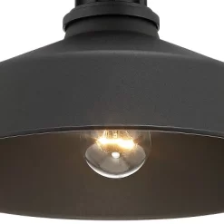 Franklin Iron Works Arnett Rustic Industrial Semi Flush Mount Outdoor Ceiling Light Black 12" Damp Rated For Post Exterior Barn Deck House Porch Yard -Outdoor Decoration Store GUEST b6df9fec 6012 4284 ab89 efd23e447374