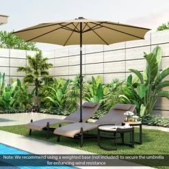 Costway 10 FT 112 LED Solar-Lighted Patio Table Market Umbrella Crank Tilt Outdoor Beige/Coffee/Navy/Wine -Outdoor Decoration Store GUEST b6e53a07 ef0e 431b bf6c fe46ea3f714e