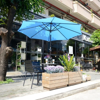 9-Foot Patio Umbrella - Deck Shade With Solar Powered LED Lights, Push Button Tilt, And Fade Resistant, UV Protection Canopy By Villacera (Blue) 8 9-Foot Patio Umbrella - Deck Shade With Solar Powered LED Lights, Push Button Tilt, And Fade Resistant, UV Protection Canopy By Villacera (Blue) - Image 6