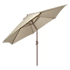 9' X 9' Round Lighted Patio Umbrella - Beige