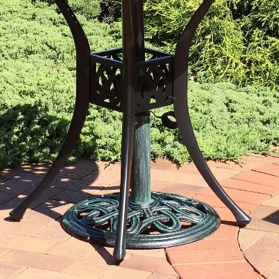 Sunnydaze Decor Sunnydaze Outdoor Heavy-Duty Cast Iron Decorative Design Patio Yard Round Umbrella Base Stand - 17" - Green 3 Sunnydaze Decor Sunnydaze Outdoor Heavy-Duty Cast Iron Decorative Design Patio Yard Round Umbrella Base Stand - 17" - Green