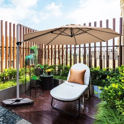 Costway 11' Patio Cantilever Offset Umbrella 360 Degrees Rotation Aluminum Tilt Base 5 Costway 11' Patio Cantilever Offset Umbrella 360 Degrees Rotation Aluminum Tilt Base - Image 3