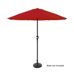 Nature Spring Steel Patio Umbrella For Table - Great For Deck, Balcony, Porch, Backyard, Or Poolside - 9', Red