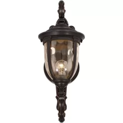 John Timberland Bellagio Vintage Rustic Outdoor Wall Light Fixture Veranda Bronze 26" Amber Hammered Glass For Post Exterior Barn Deck House Porch -Outdoor Decoration Store GUEST bd89a6ee b031 4b90 a676 831f375e589c