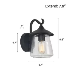9.8" Metal/Glass Outdoor Lamp Black - LNC -Outdoor Decoration Store GUEST be71fee5 0e45 461f 99c8 82262bc93ce5