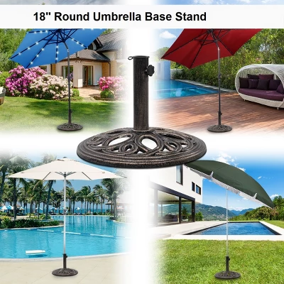 Tangkula 18"Round Umbrella Base Stand Cast Iron Heavy Duty 23lbs 4 Tangkula 18"Round Umbrella Base Stand Cast Iron Heavy Duty 23lbs - Image 2