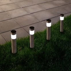 Nature Spring Solar Outdoor LED Lights - Battery-Operated Stainless Steel Pathway Lights For Landscape, Patio, Driveways, And Walkways - Pack Of 4 -Outdoor Decoration Store GUEST bf6ca451 bb9f 42bd 8b6b 0612d7d250da