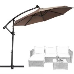 Costway 10FT Patio Offset Umbrella Solar LED 360degrees Rotation Brown 19 Costway 10FT Patio Offset Umbrella Solar LED 360degrees Rotation Brown -Outdoor Decoration Store GUEST bfcb2ffc c622 49f8 8522 538cdf23646a
