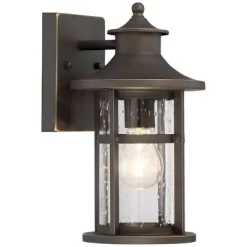Minka Lavery Modern Outdoor Wall Light Fixture Oil Rubbed Bronze 11 3/4" Seeded Glass For Post Exterior Barn Deck Porch Yard Patio