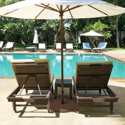 Costway Patio 50LBS Umbrella Base Market Umbrella Stand Wheels Handle Brown 4 Costway Patio 50LBS Umbrella Base Market Umbrella Stand Wheels Handle Brown - Image 2