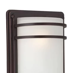 John Timberland Habitat Modern Industrial Outdoor Wall Light Fixtures Set Of 2 Rubbed Bronze 16" Opal Glass For Post Exterior Barn Deck