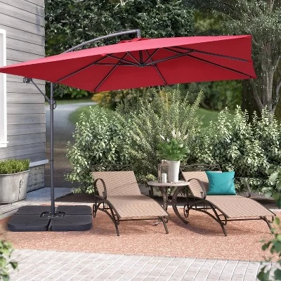 8.2' X 8.2' Square Patio Offset Deck Umbrellas With Cross Base - Wellfor 11 8.2' X 8.2' Square Patio Offset Deck Umbrellas With Cross Base - Wellfor - Image 9