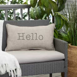 Indoor/Outdoor Hello Embroidered Lumbar Throw Pillow - Sorra Home -Outdoor Decoration Store GUEST c29fc6dc 1768 4180 bf7b bd424ff1b2dd