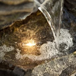 39" Indoor/Outdoor 5-Tier Rock Fountain With Replaceable LED Lights Gray - Alpine Corporation -Outdoor Decoration Store GUEST c3ebeace b26c 4ca4 8202 1df7d7734230