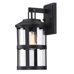 Glass Outdoor Wall Light Black - Wellfor
