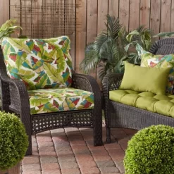 Set Of 2 Palm Leaves Multi Outdoor Square Throw Pillows - Kensington Garden -Outdoor Decoration Store GUEST c45b156e 1902 41d5 9b78 86ef4856cbe0