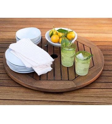 Plow & Hearth Eucalyptus Wood Lazy Susan, Lancaster Outdoor Furniture Collection 3 Plow & Hearth Eucalyptus Wood Lazy Susan, Lancaster Outdoor Furniture Collection