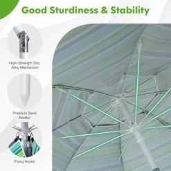 Tangkula 6.5 FT Patio Portable Beach Adjustable Umbrella W/ Folding Table & Sandbag Green -Outdoor Decoration Store GUEST c53369ea 3a31 49ee 9bcf 6de0f2622083