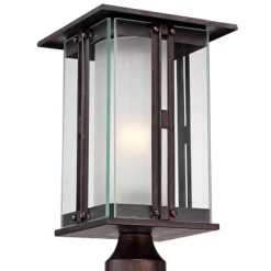 Franklin Iron Works Rustic Industrial Outdoor Post Light With Pier Mount Bronze Metal 15 3/4" Clear Frosted Glass For Exterior Deck House Porch Yard 8 Franklin Iron Works Rustic Industrial Outdoor Post Light With Pier Mount Bronze Metal 15 3/4" Clear Frosted Glass For Exterior Deck House Porch Yard -Outdoor Decoration Store GUEST c57bfc75 d6e6 4464 ba25 28d68c91398f