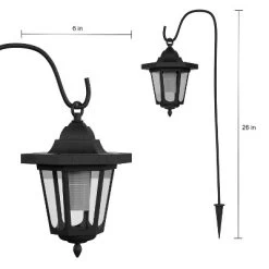Hanging Solar Coach Lights- 26" Outdoor Lighting With Hanging Hooks For Garden, Path, Landscape, Patio, Driveway, Walkway- Set Of 2 By Nature Spring