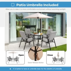 Tangkula 5ft Patio Square Market Table Umbrella Shelter 4 Sturdy Ribs -Outdoor Decoration Store GUEST c6525d29 7622 4551 a6e2 8f3bf9dcf153