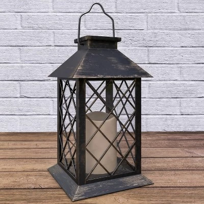 Hastings Home Solar Powered LED Lantern - Antique Bronze 6 Hastings Home Solar Powered LED Lantern - Antique Bronze - Image 4