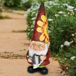 12.2" Resin Garden Gnome Red - Exhart