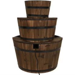 Sunnydaze Decor Sunnydaze 30"H Electric Wood Rustic Farmhouse Style 3-Tier Barrel Outdoor Water Fountain -Outdoor Decoration Store GUEST c7dd8742 0338 451e ad59 d1e1f64263bd