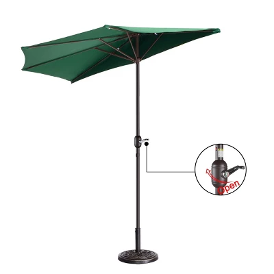 Half Round Patio Umbrella With Easy Crank – Compact 9ft Semicircle Outdoor Shade Canopy For Balcony, Porch, Or Deck By Nature Spring (Forest Green) 3 Half Round Patio Umbrella With Easy Crank – Compact 9ft Semicircle Outdoor Shade Canopy For Balcony, Porch, Or Deck By Nature Spring (Forest Green)
