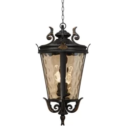 John Timberland Casa Marseille Vintage Rustic Outdoor Hanging Light Veranda Bronze 30" Champagne Hammered Glass Damp Rated For Post Exterior Barn -Outdoor Decoration Store GUEST c8f9ad56 df61 4d15 88b0 441b18624572
