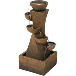 John Timberland Cascading Bowls Rustic Cascading Bowls Outdoor Floor Water Fountain With LED Light 27 1/2" For Yard Garden Patio Home Deck Porch -Outdoor Decoration Store GUEST c94f4ef4 8e08 4b5c 85b6 f901c617577d