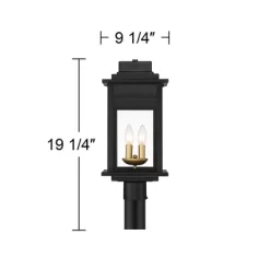 Franklin Iron Works Bransford Rustic Farmhouse Outdoor Post Light Black 19 1/4" Clear Glass For Exterior Barn Deck House Porch Yard Patio Home Outside -Outdoor Decoration Store GUEST ca0fcb36 9e31 42cc b99e f4e23dd6d4dc