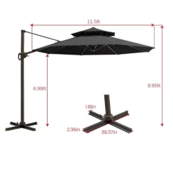 11.5' X 11.5' Double Top Round Aluminum Offset Umbrella Outdoor Hanging Cantilever Umbrella Black - Crestlive Products -Outdoor Decoration Store GUEST cc8a2e8b 42c8 4b0d 8ae6 200a66b5e185