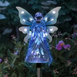 33.85" Acrylic Solar Angel Stake Blue - Exhart