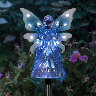 33.85" Acrylic Solar Angel Stake Blue - Exhart 3 33.85" Acrylic Solar Angel Stake Blue - Exhart