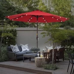 9' X 9' Solar LED Patio Umbrella With Tilt Adjustment And Crank Lift Red - Wellfor 22 9' X 9' Solar LED Patio Umbrella With Tilt Adjustment And Crank Lift Red - Wellfor -Outdoor Decoration Store GUEST ce3a32b6 b188 481b be13 7a923a4b4ec3